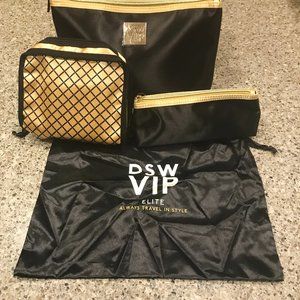 DSW Four Piece Black and Gold Travel Set
